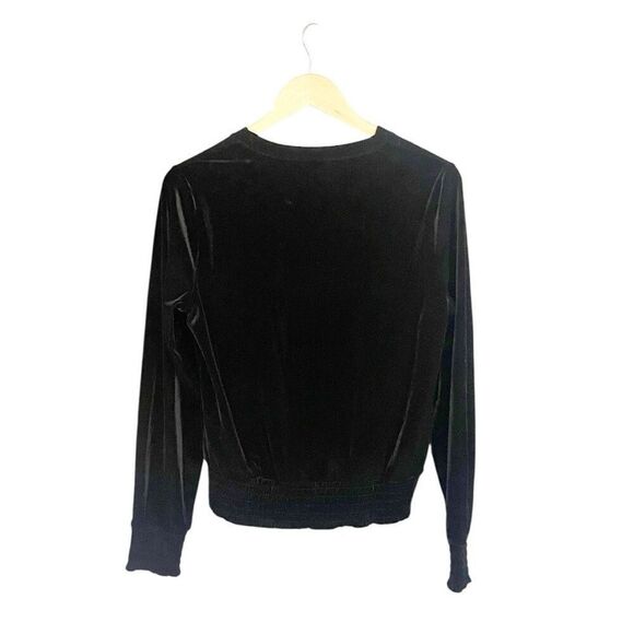 Commando Velvet Crewneck Sweatshirt Smocked Medium Black - Picture 2 of 6